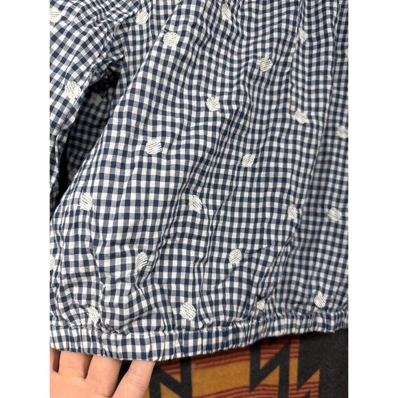 Madewell Women Gingham Button Back XXS Blouse Prairie Cottage Polka Dot - Picture 4 of 6